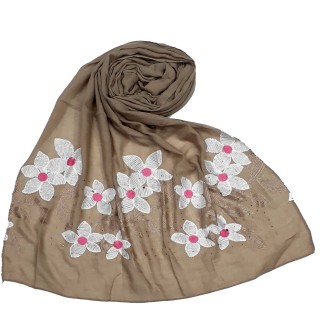 Designer Ari diamond cotton stole - Light Brown